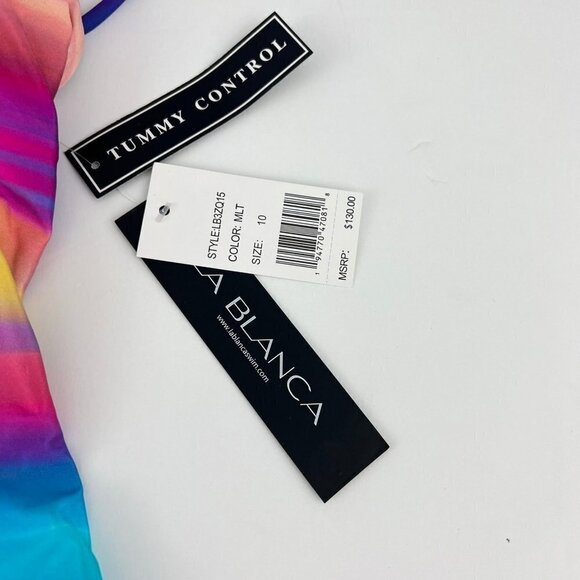 LA Blanca Sunset Shores One-Shoulder Strappy One-Piece Swimsuit Tummy Control Si - Picture 8 of 10